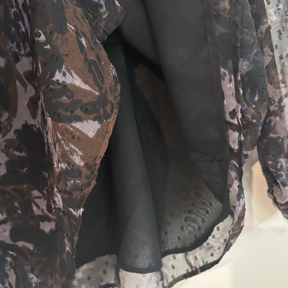 Dark Floral Purple Sheer Blouse Size PL 14-16 Buttons Romantic Coldwater Creek - Picture 8 of 14